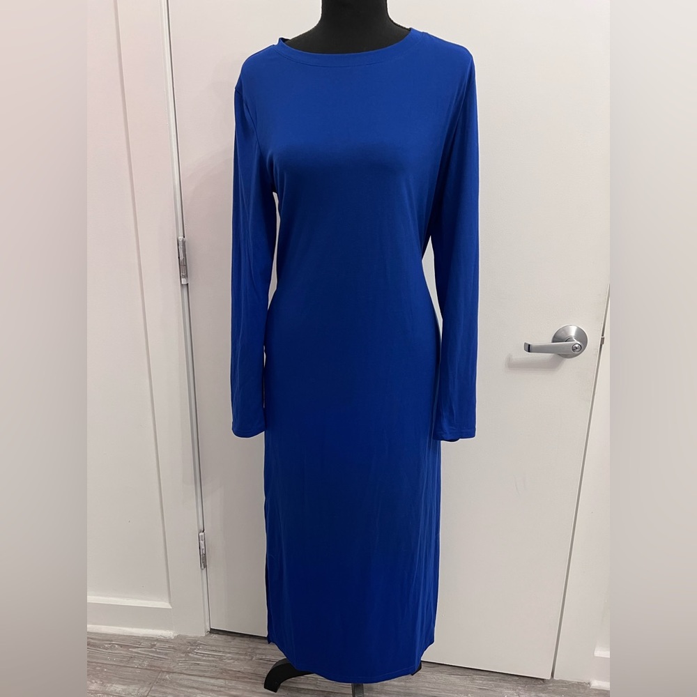Chic Royal Blue Long Sleeve Dress